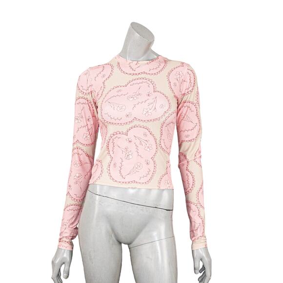 With Jean Women's Aubrey Long Sleeve Top in Rosewater pink beige size Small - Picture 1 of 9